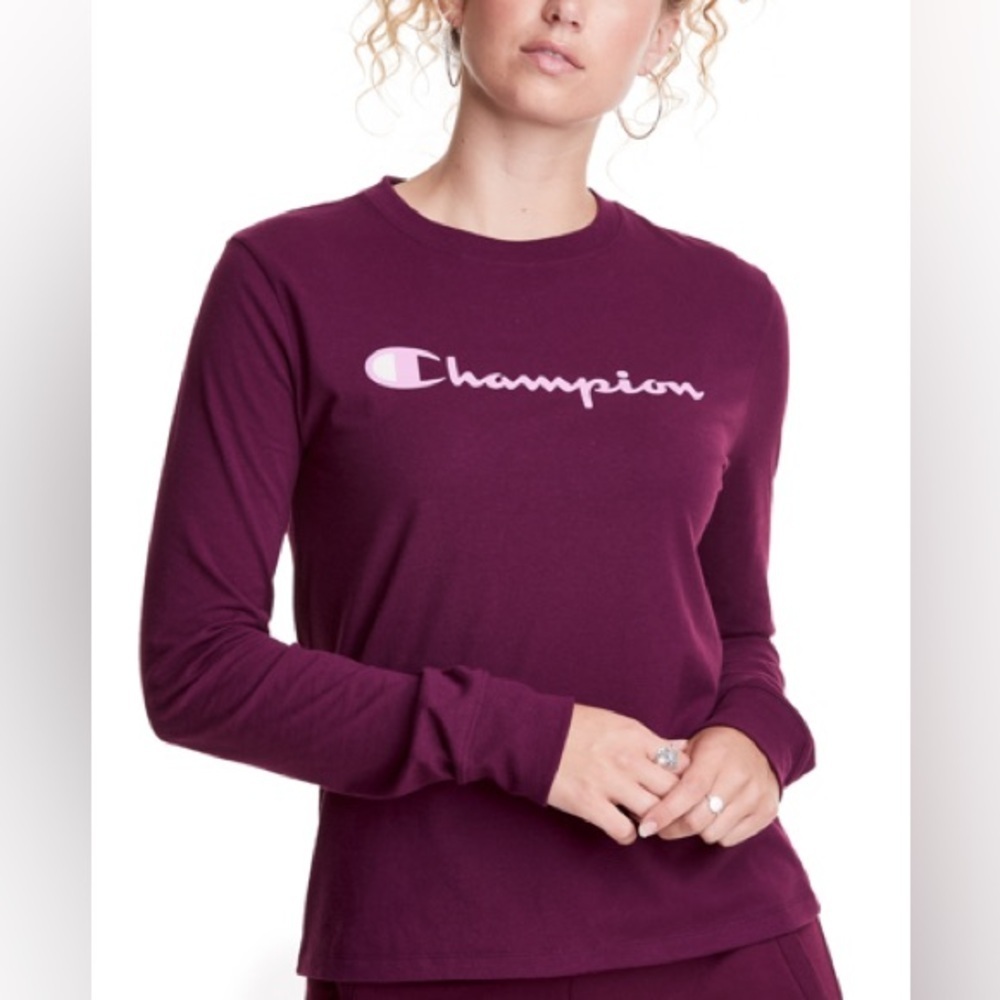 Champion Women's Dark Berry/Purple Clasic Long Sleeve Tee